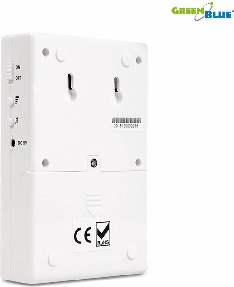 Alarm sinjalizues hyrjeje pa tela GreenBlue GB3400, me sensor PIR, 5 melodi, i bardhë, set sensor + marrës