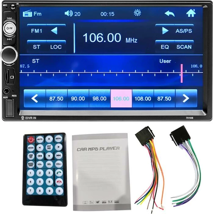 Monitor për veturë Podofo K0126, 7 inç, Mirror Link, Bluetooth, USB, FM, i zi