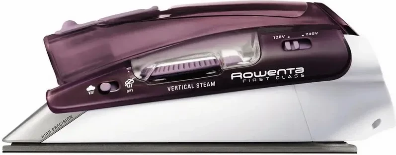 Hekur me avull udhëtimi, Rowenta, First Class DA1511F1, 1000W, depozitë 70 ml, tension i dyfishtë, dorezë e palosshme, bardhë-vjollcë