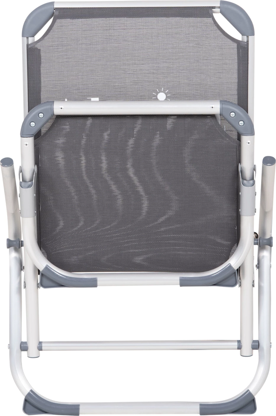 Karrige plazhi e palosshme, alumin i fortë, tekstilene gri, shpinë e lartë, Almira FH5053.10, 55x71x66cm