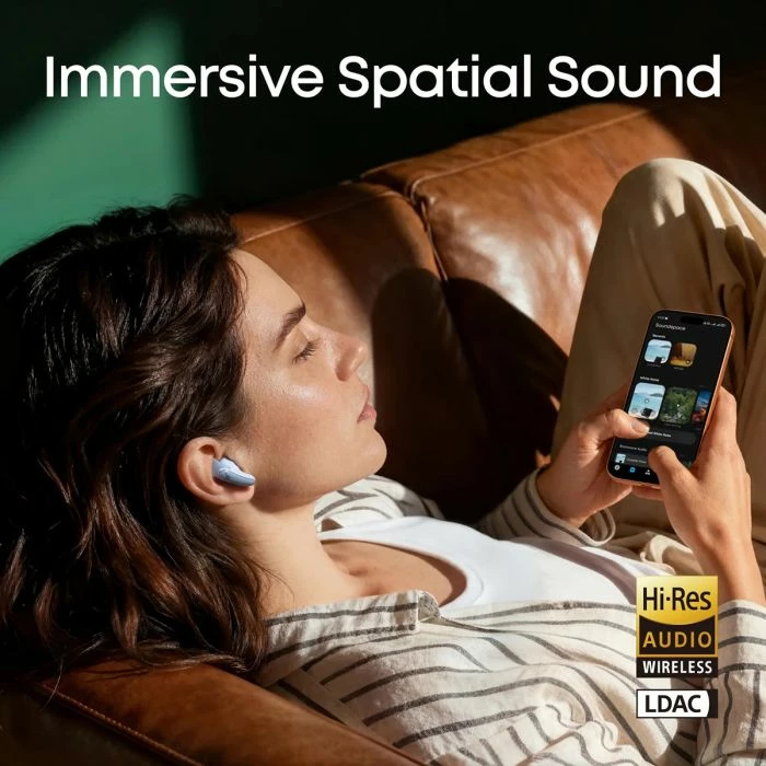 Kufje ANKER Soundcore Liberty Buds (D1200G31) wireless Bluetooth, ANC adaptive 3.0, Hi-Res LDAC, IP55, blu, set me kuti karikimi