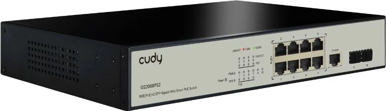 Switch Cudy GS2008PS2, Managed, L2, Gigabit Ethernet, PoE, Rack mounting