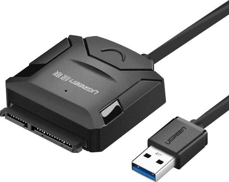 Adapter USB 3.0 në SATA Ugreen Pocket për disqe 2.5\"/3.5\" deri 4TB, i zi