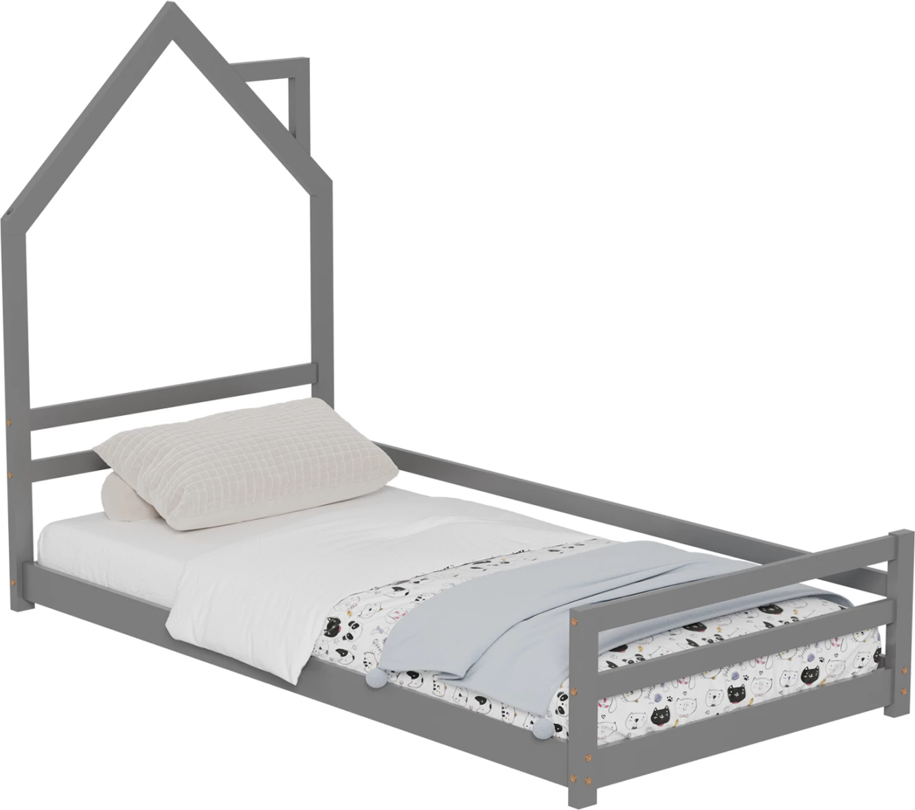 Krevat për fëmijë HOUSER FH676.05 Montessori dru pishe gri - 190x90cm