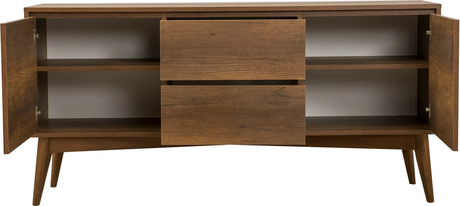 Set tavolinë me karrige dhe konsol, zgjatues, 7 pjesë, Skye Decor, Vina 03 0701, ngjyrë arre, gri