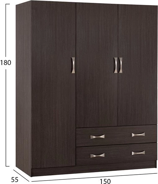 Dollap 3Dyer 150x55x180cm me 2 sirtarë FH384.01 Zebrano