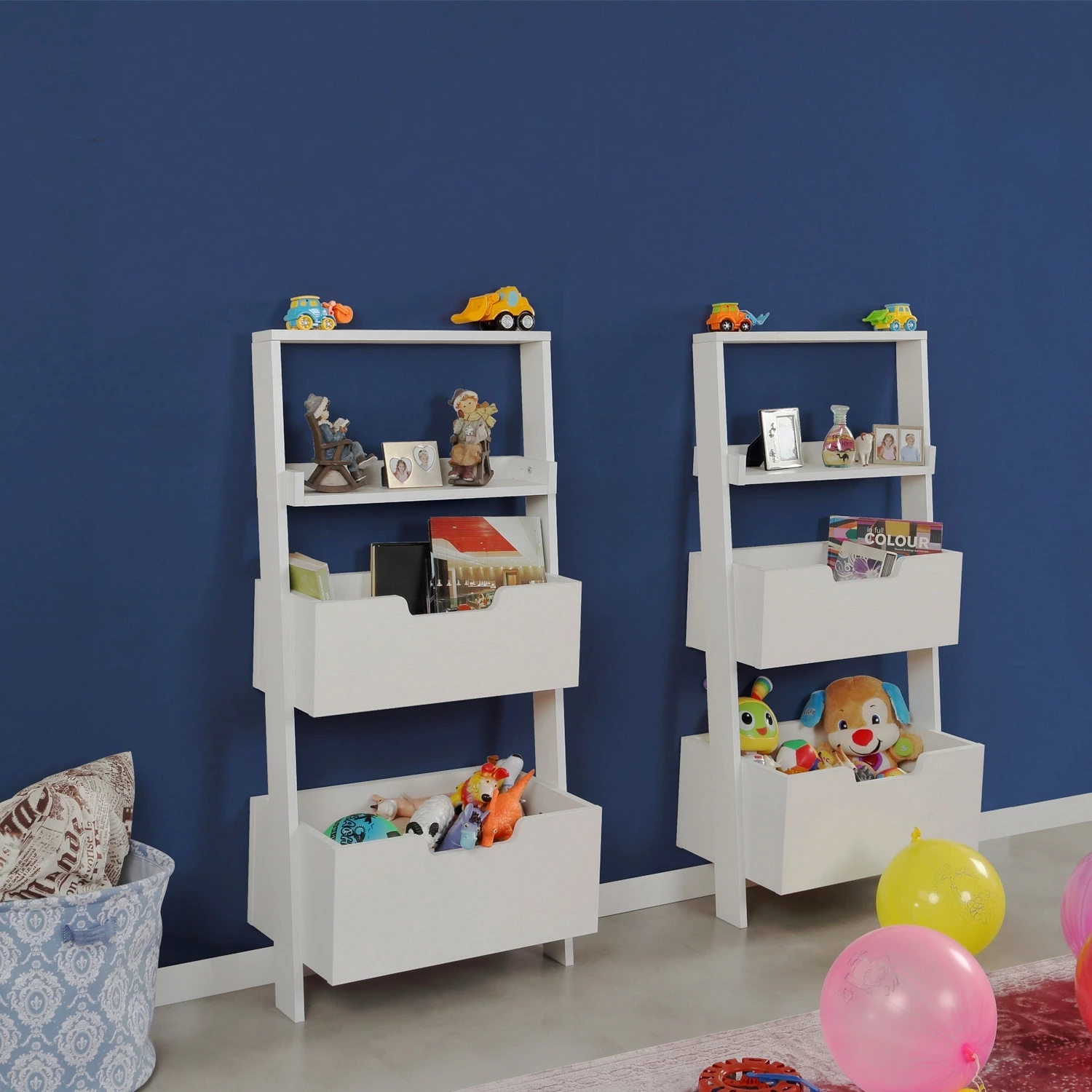 Raft librash Hanah Home, dy copë, ngjyrë e bardhë