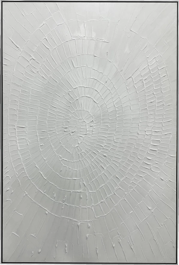 Pikturë dekorative White Fingerprints, kornizë argjendi, 80x120x4cm