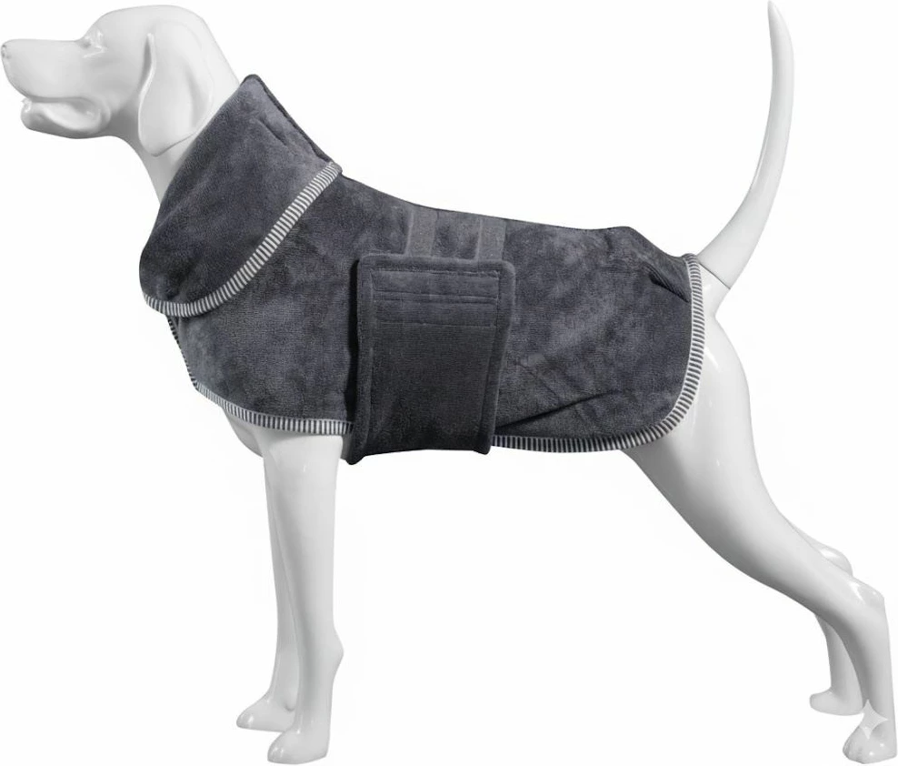 Rrobë banje për qen, ngjyrë gri, Paws & Whiskers, Drygown, madhësia M