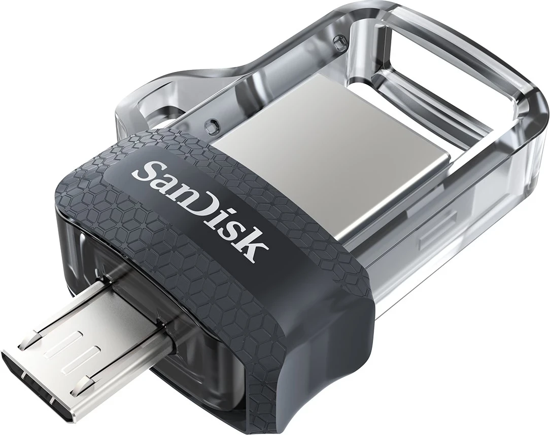 USB Sandisk Ultra Dual, m3.0, 128 GB, e zezë / e argjendtë / transparente