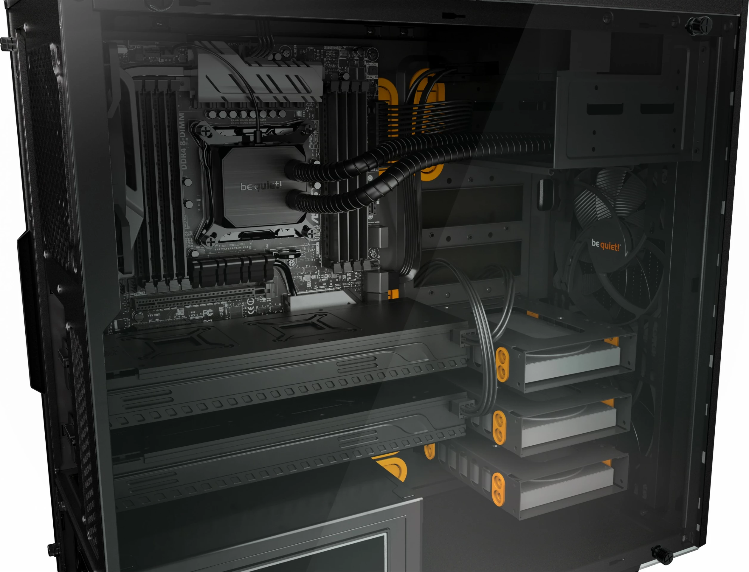 Kasë be quiet! Pure Base 600 Window, Midi Tower, PC, ATX, micro ATX, Mini-ITX, e zezë, portokalli