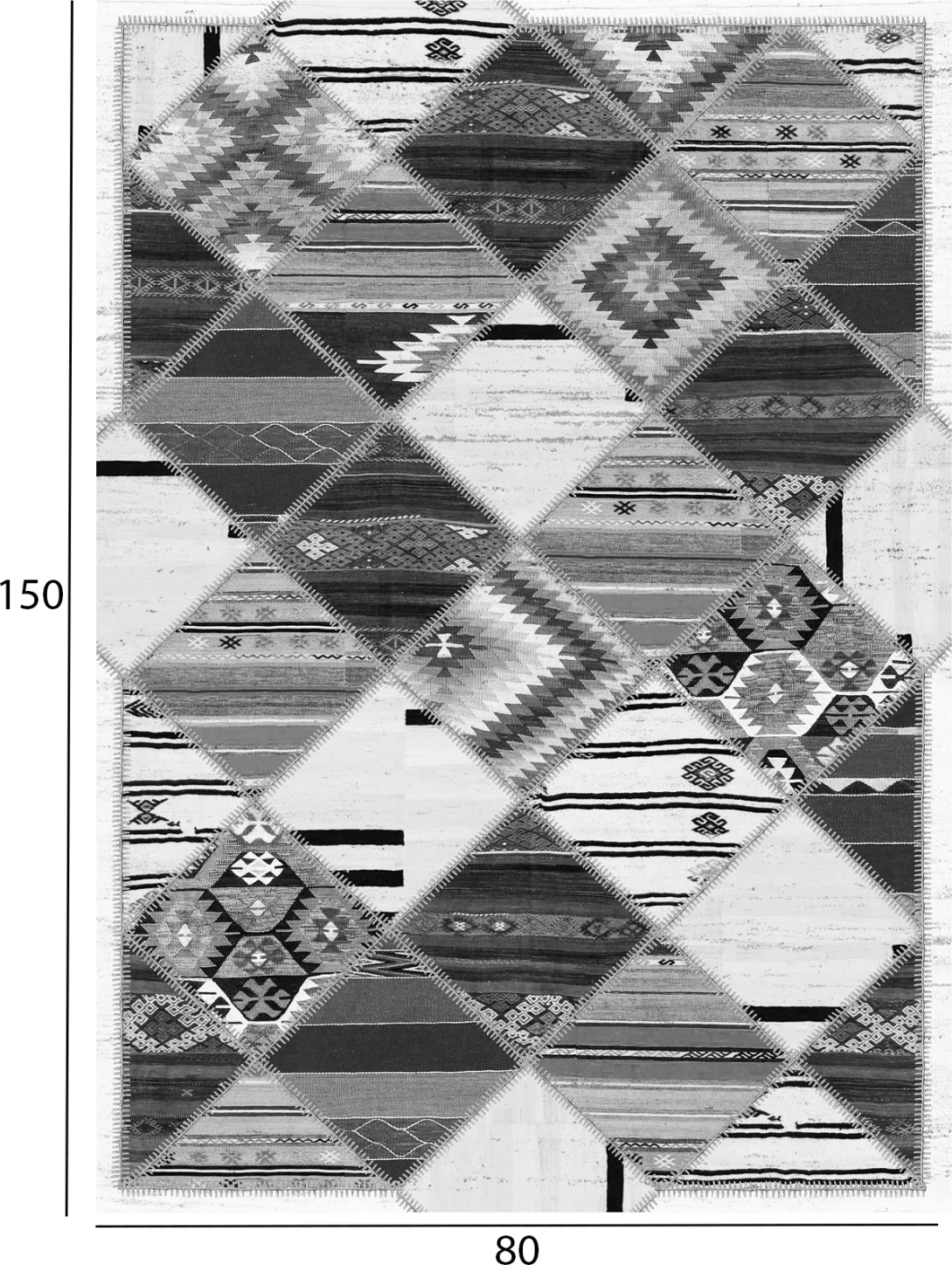 Tepih etnik vintage, ngjyrë gri, FH7676.21, 80x150 cm