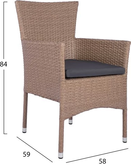 Set 7 pjesë Tavolinë metalike kafe 160x90 me 6 karrige me krahë kafe - Mocha shportë FH10587.02