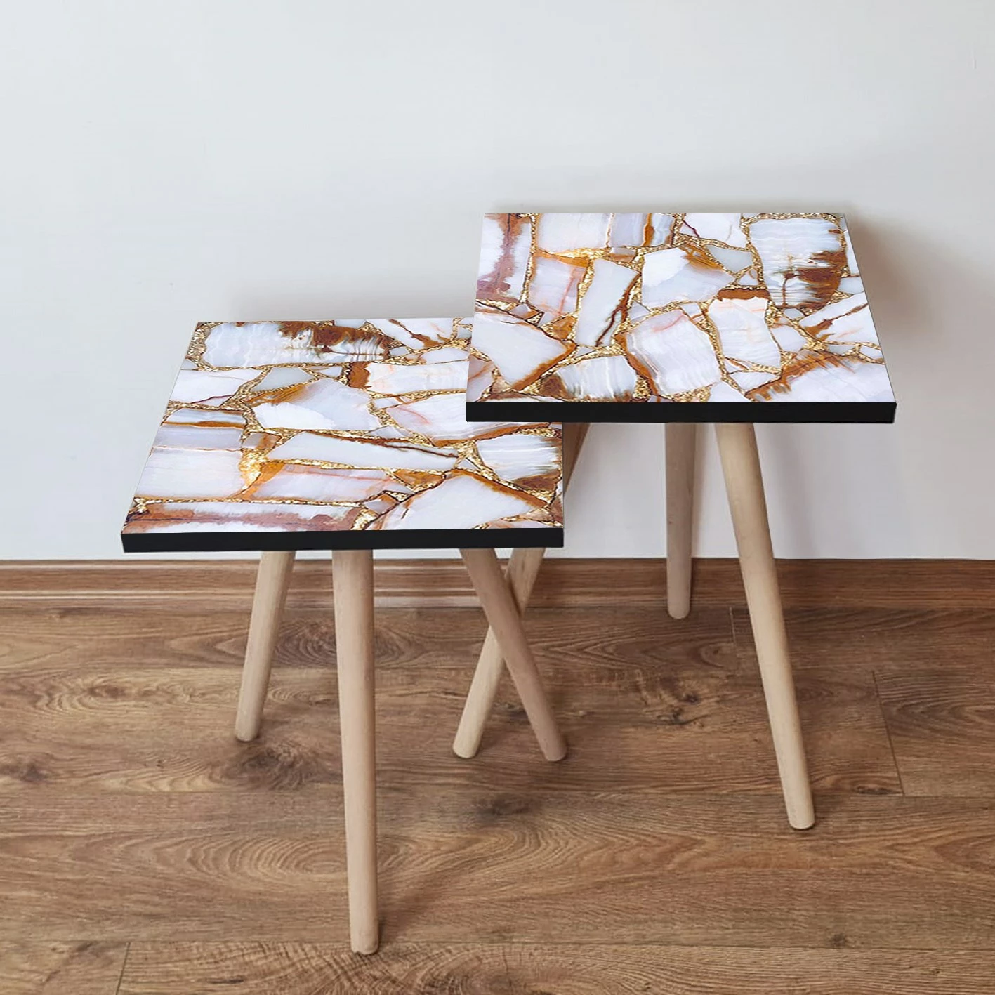 Tavolina ndihmëse të vendosshme (2 copë), Skye Decor, 2Shp106, ngjyrë e bardhë