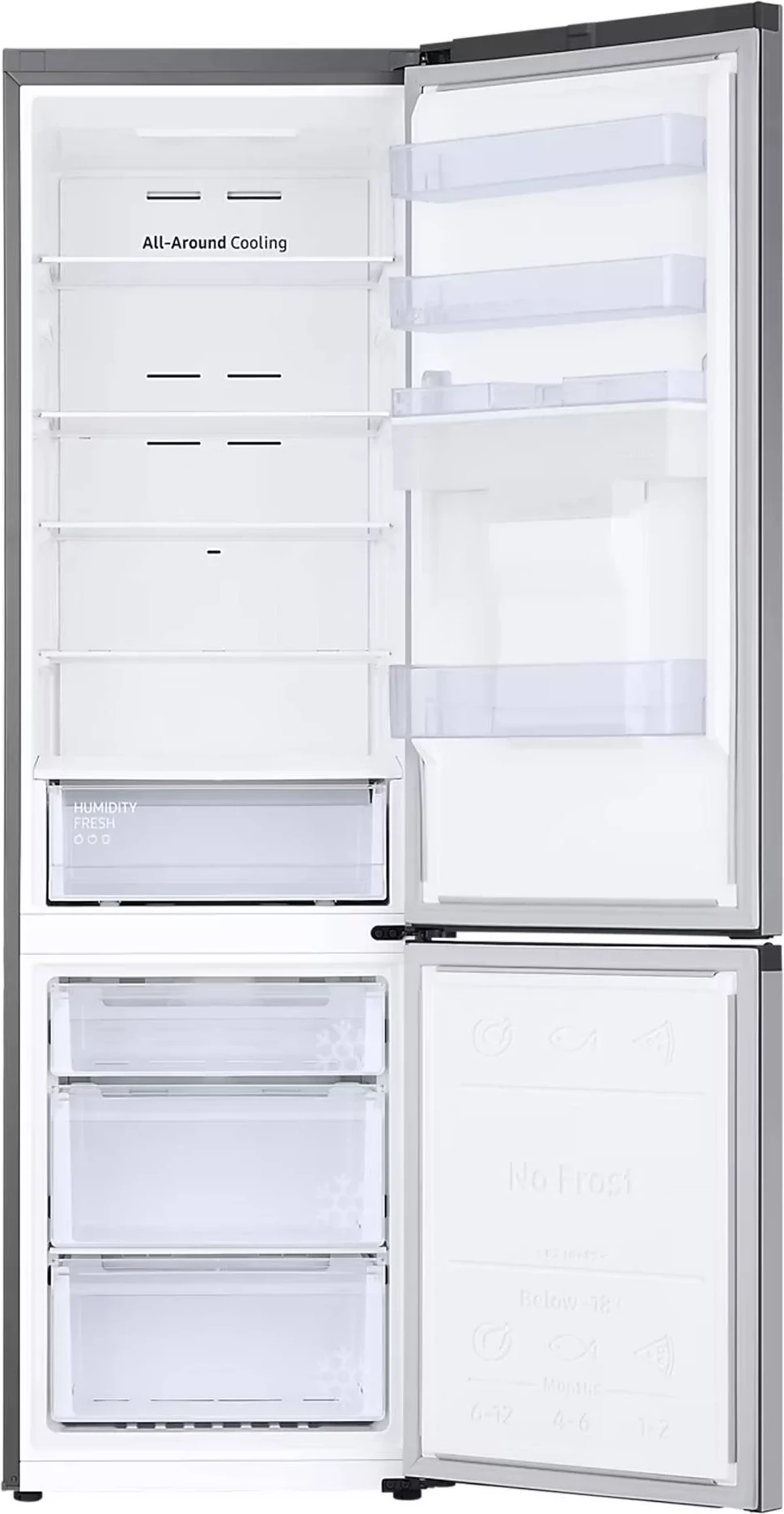 Frigorifer kombinë, Samsung, RB38C650ESA/EK, 386 L, NoFrost, All‑Around Cooling, SpaceMax, dozues uji, klasë energjie E, metal grafit