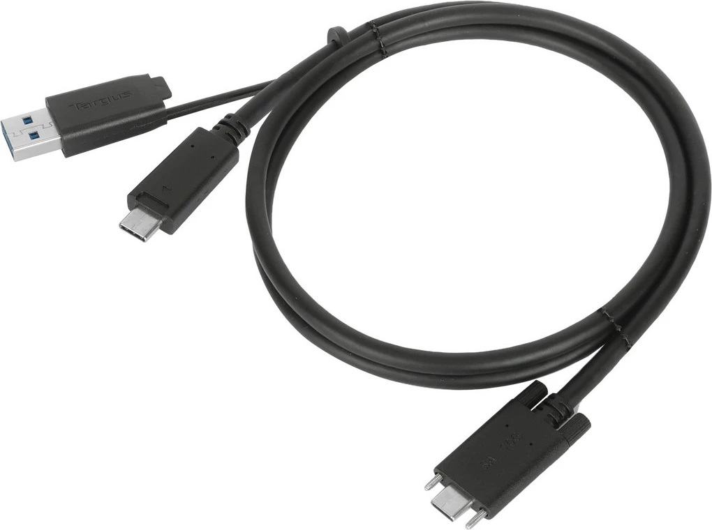 Kabllo USB-C Targus 1.8m, me adapter USB-A, e zezë