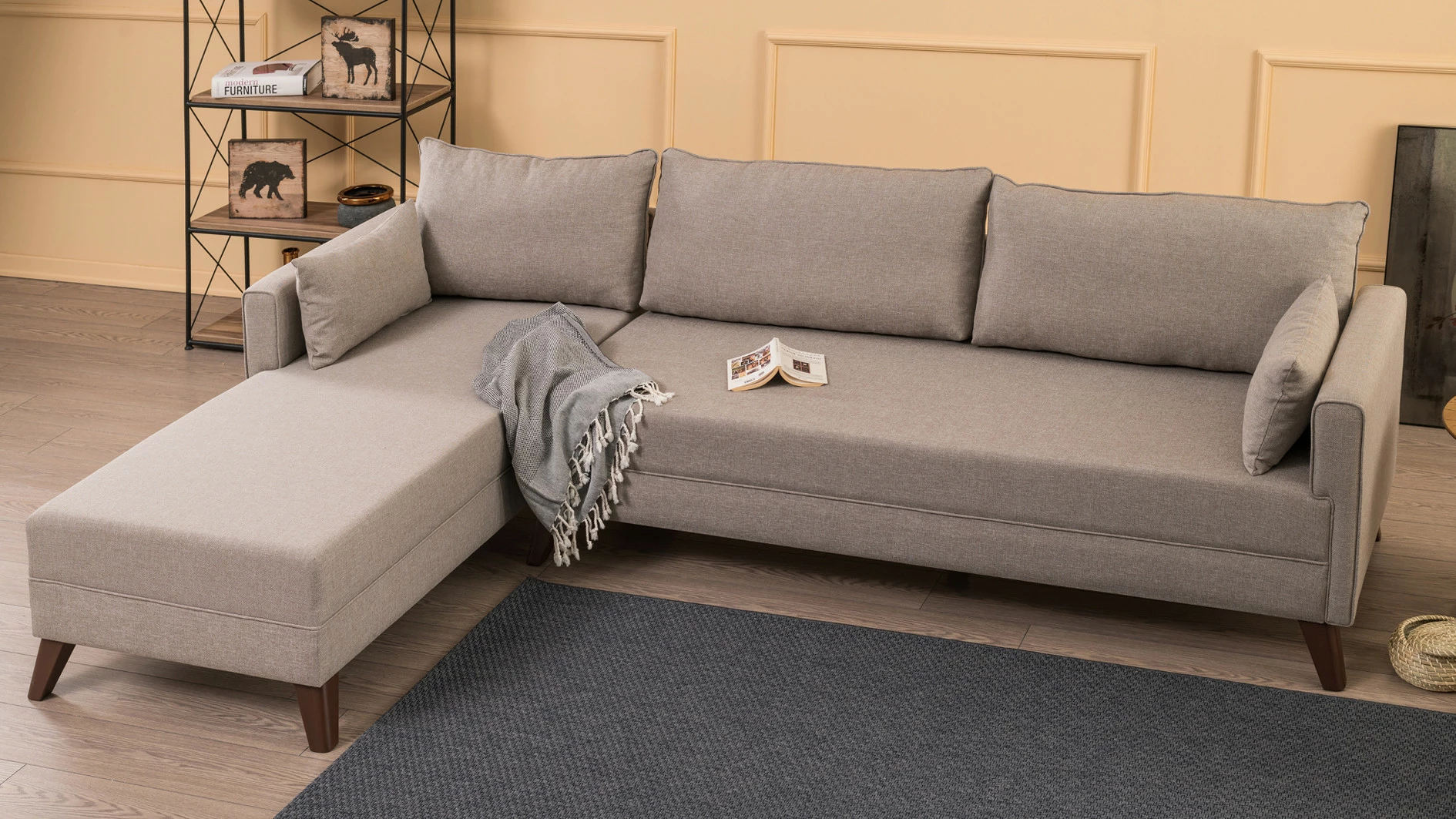 Këndare Bella, ngjyrë krem, Atelier del Sofa, kënd majtas