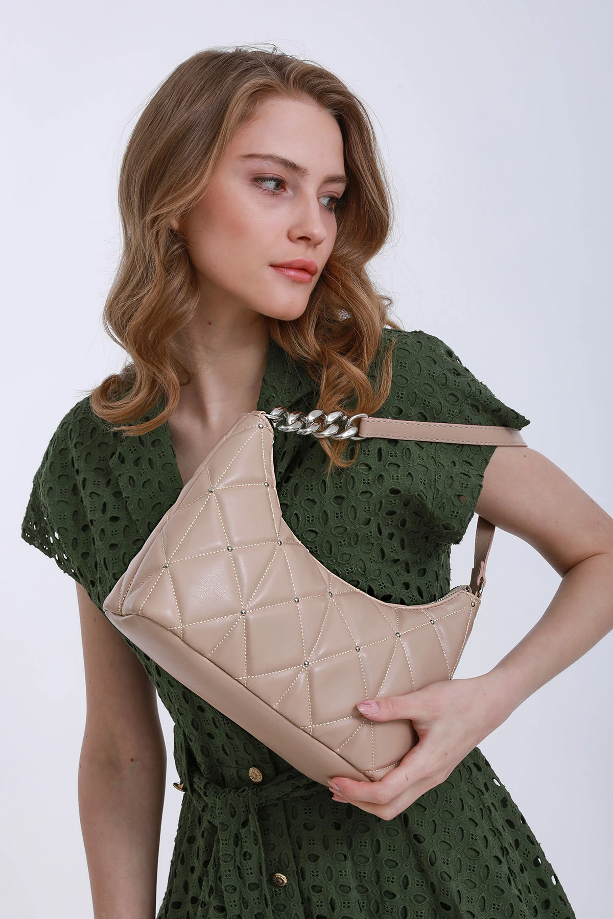 Çantë shpatullë Zoozie Bags, 22YV10-003, ngjyrë mink