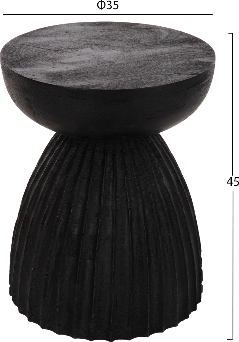 Karrige e rrumbullakët SCALLOP FH9702 dru mango i zi Φ35x45Hcm