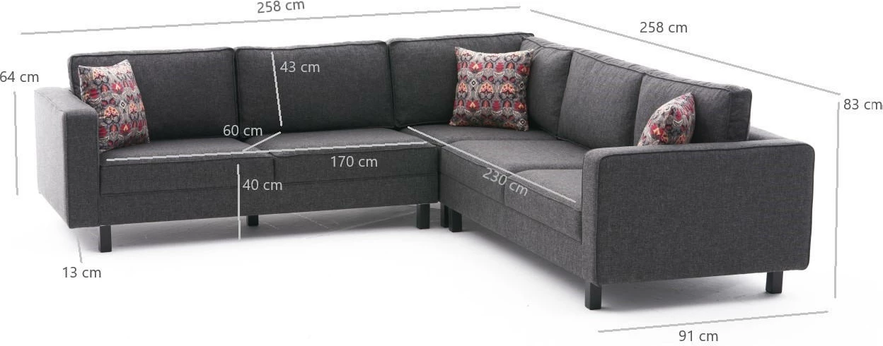 Këndare Atelier del Sofa, pëlhurë Kale, ngjyrë antracit