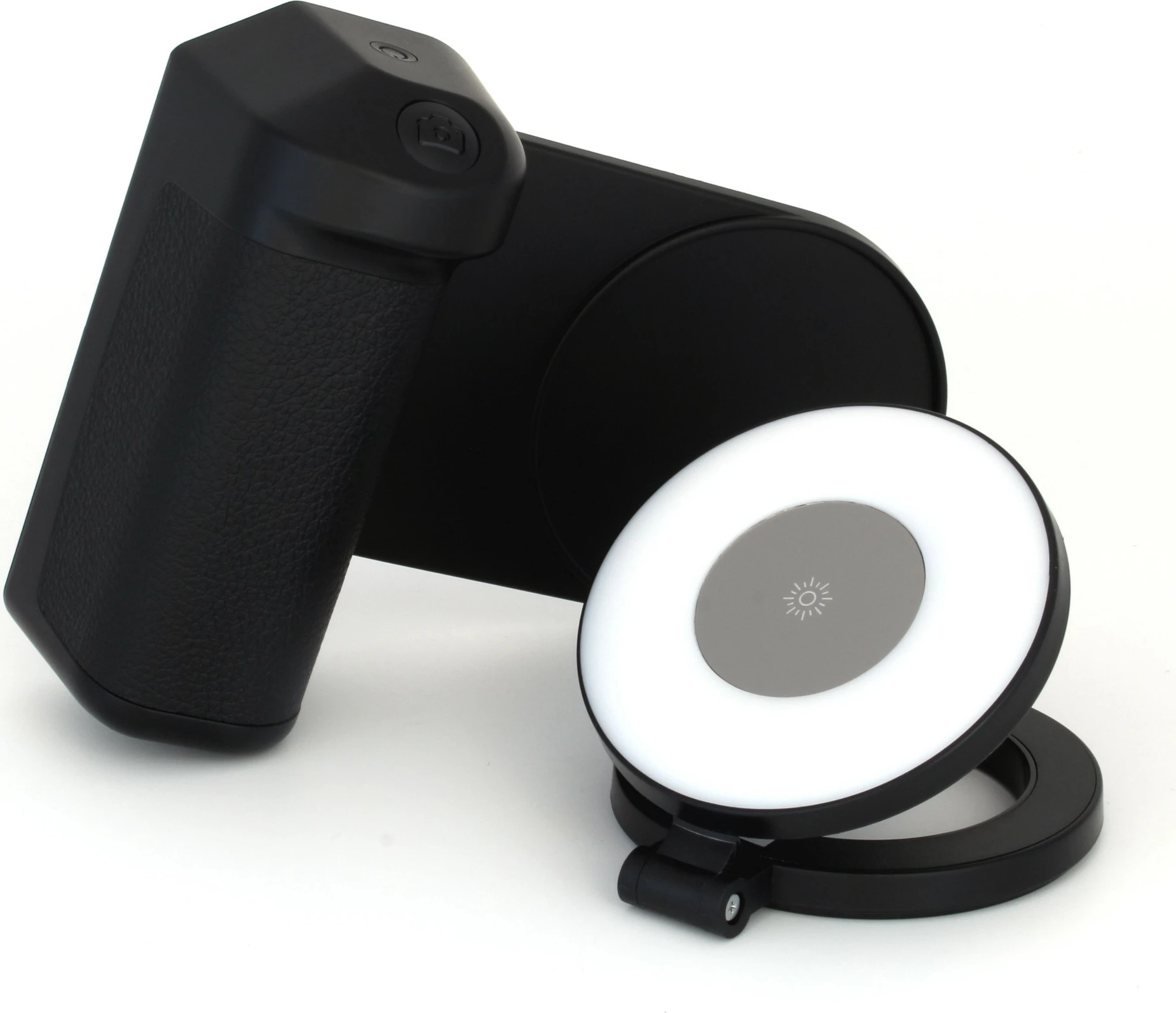 Mbajtës selfie Realpower MagFree, 4800mAh, dritë LED, i zi/i bardhë