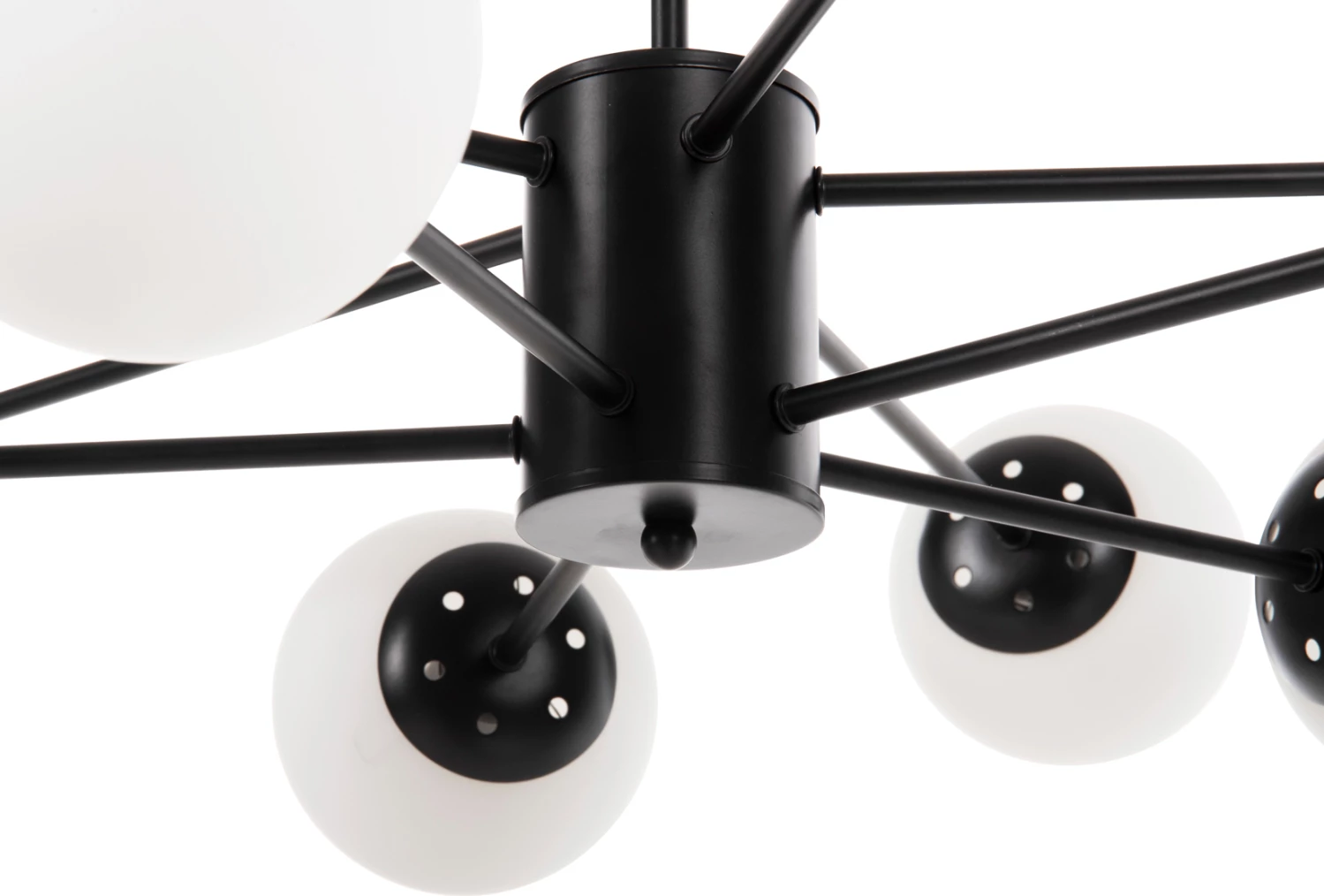 Llambë tavanore me shumë drita, FH4170, metal i zi, qelq i bardhë, Φ90x97,5H cm