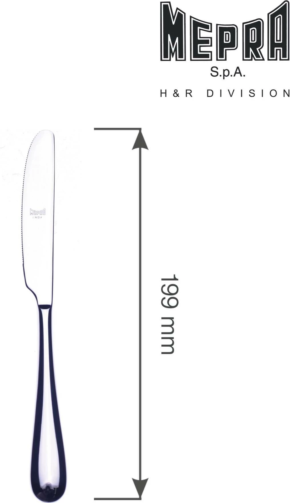 Thikë ëmbëlsire Mepra Natura 18/10 inoks 4 mm dorezë e plotë, argjendtë