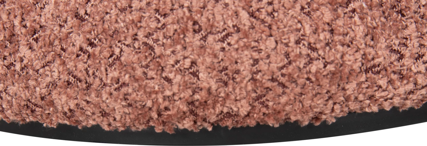 Karrige për bar, rrethore, LINNER, FH9604.02, pëlhurë boucle, detaj rozë e zezë, D38x44 cm