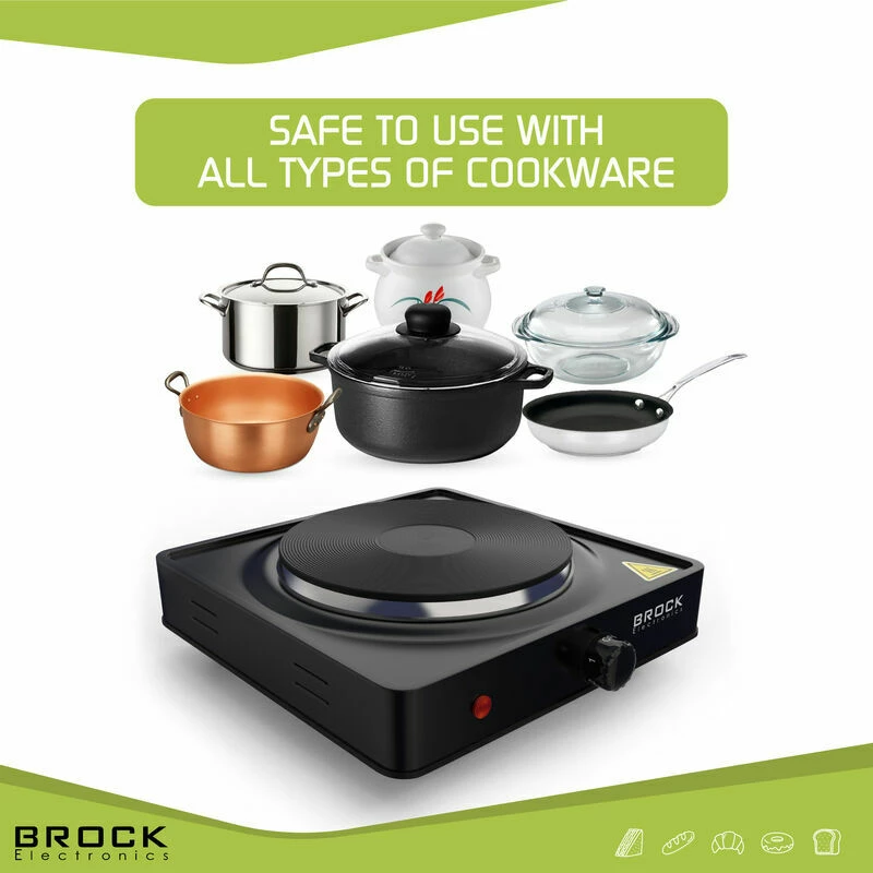 Rešo elektrike Brock EP 100 BK 1500W pllakë 18.5cm, e zezë