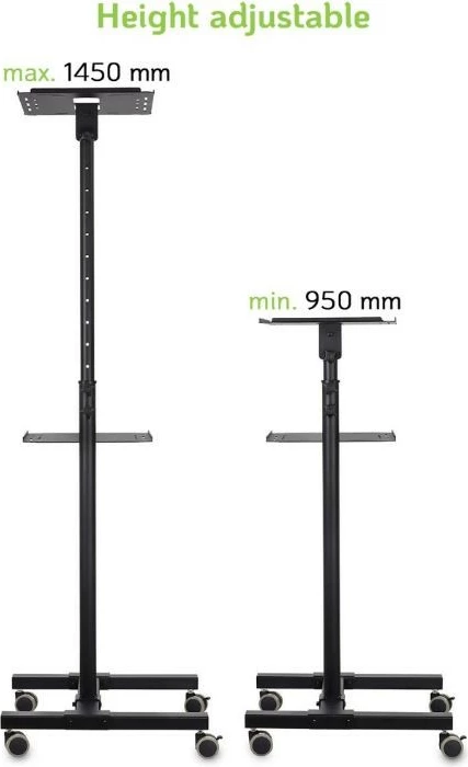 Tavolinë mobile për projektor Techly 362145, metalike, e zezë