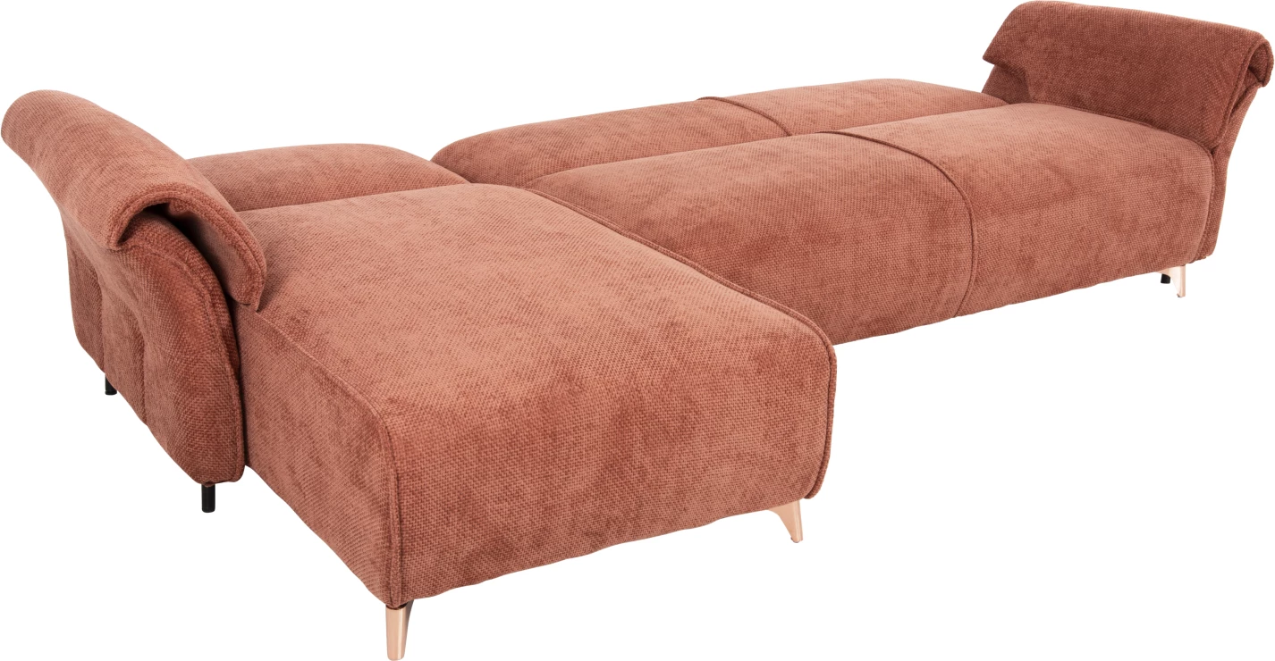 Divan qoshe i kthyeshëm MAILO FH6071.04, pëlhurë portokalli, këmbë metalike, 300x150x80H cm