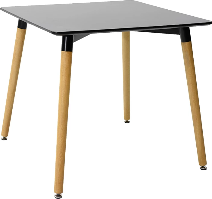 Set tavoline me dy karrige Natali-Noor, MDF i zi, këmbë natyrale, 80x80x76cm