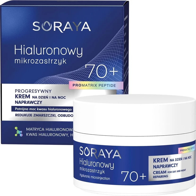 Krem për fytyrë për femra Soraya Hyaluronic Microinjection Progressive Repair 70+, 50ml