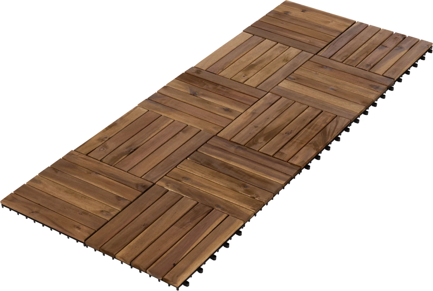 Set 10 copë pllaka dyshemeje prej druri akacie, 30x30x2.4cm