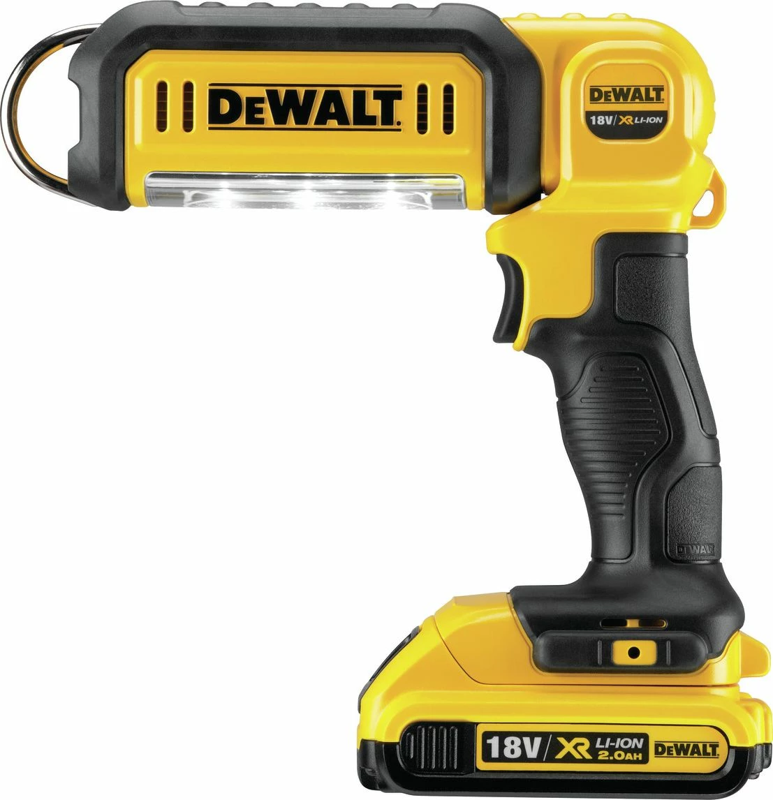 Llambë pune LED DeWalt DCL050, 18V XR, 250-500 lm, IP54, pivot, e verdhë/zezë