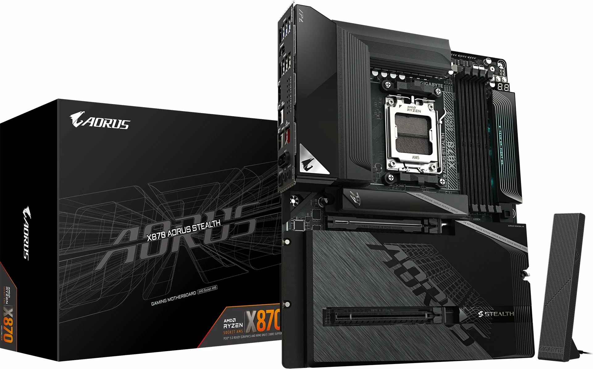 Pllakë amë Gigabyte X870 AORUS STEALTH, AM5, ATX, DDR5 deri 256GB, Wi‑Fi 7, 5GbE