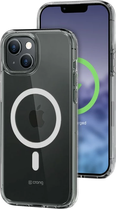 Mbështjellës CRONG Clear MAG Cover për iPhone 15, MagSafe me unazë magnetike 39x, polikarbonat + TPU, transparent