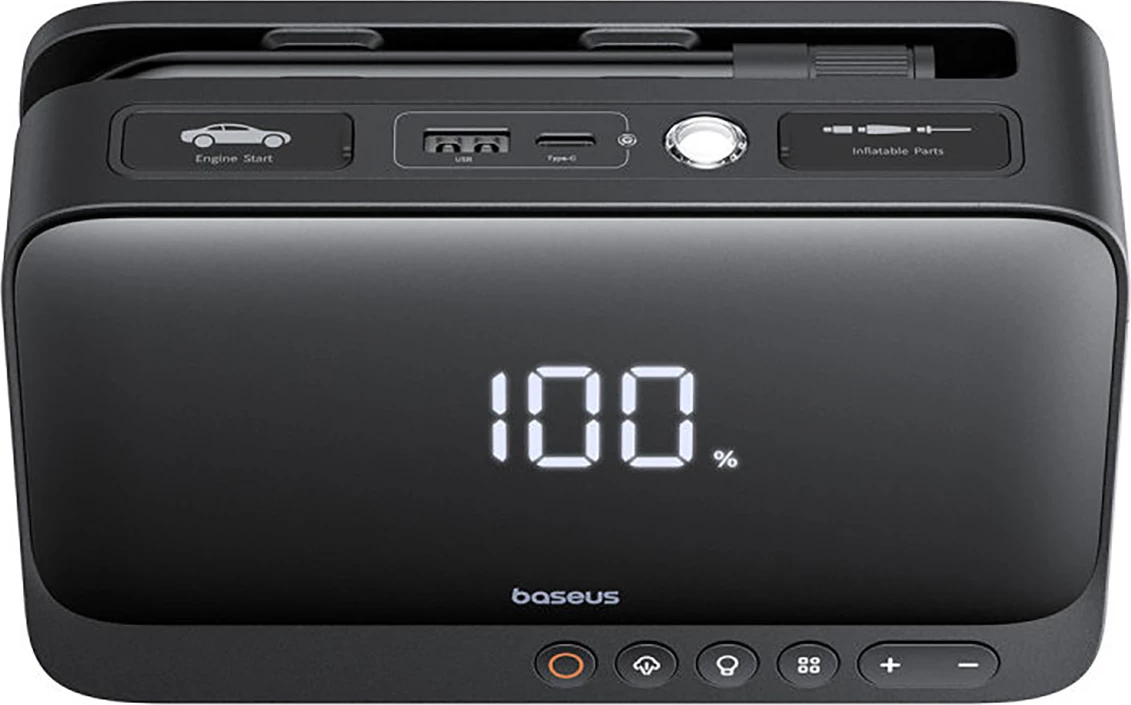 Jump starter Baseus Super Energy BS-CH013 4n1 me kompresor, powerbank 6000mAh, dritë LED, e zezë