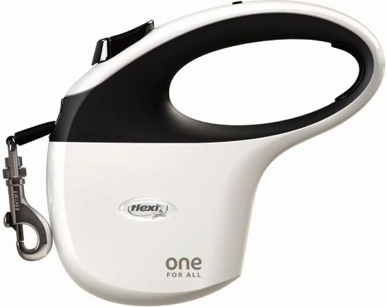 Litar automatik për qen FLEXI One for All, 5m, Bardhë - Zi