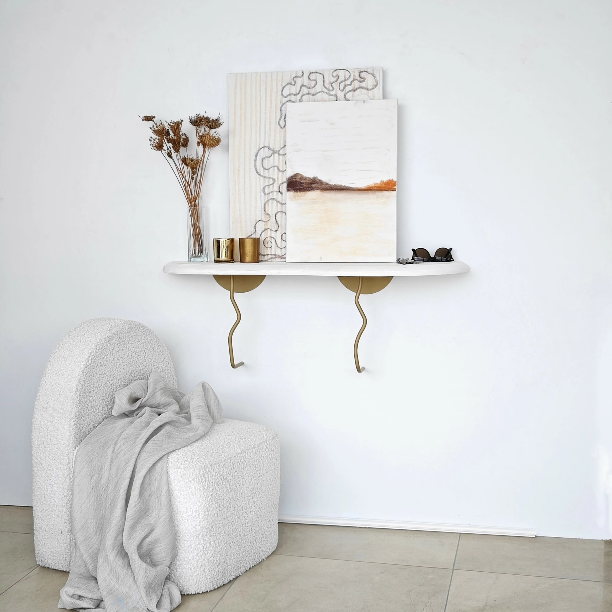 Raft muri dekorativ Skye Decor, ari, bardhë