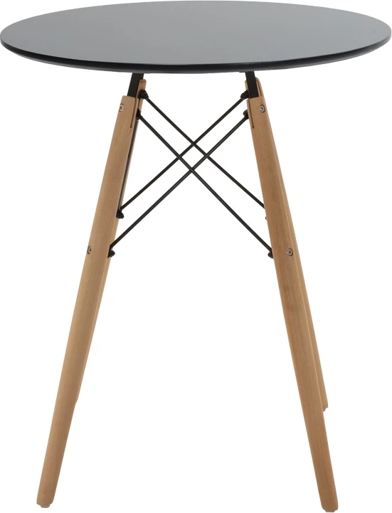 Set tavoline me karrige Julita, MDF i zi, dru ahu natyral, 3 copë, Φ60x73cm