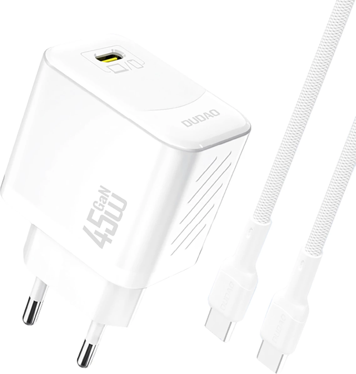 Karikues muri Dudao A28C, GaN, 45W, me kabllo USB-C, Bardhë