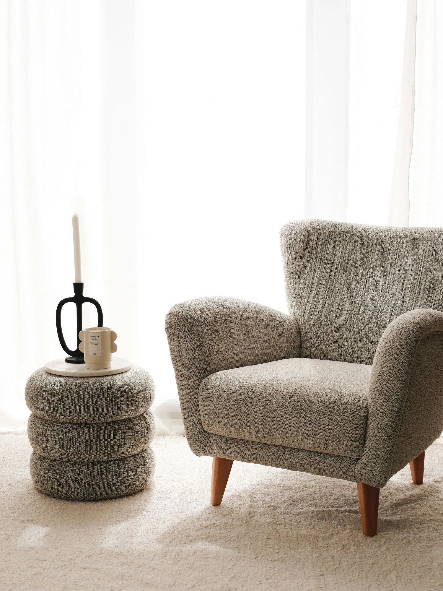 Karrige krahu Atelier del Sofa, teddy, ngjyrë gri