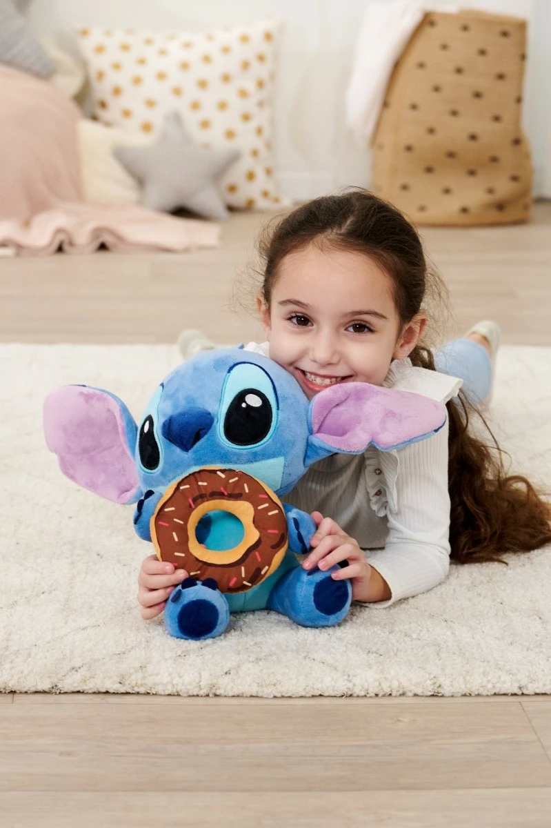 Lodër pelushi Disney Stitch me donut, Simba, 25 cm, shumëngjyrëshe