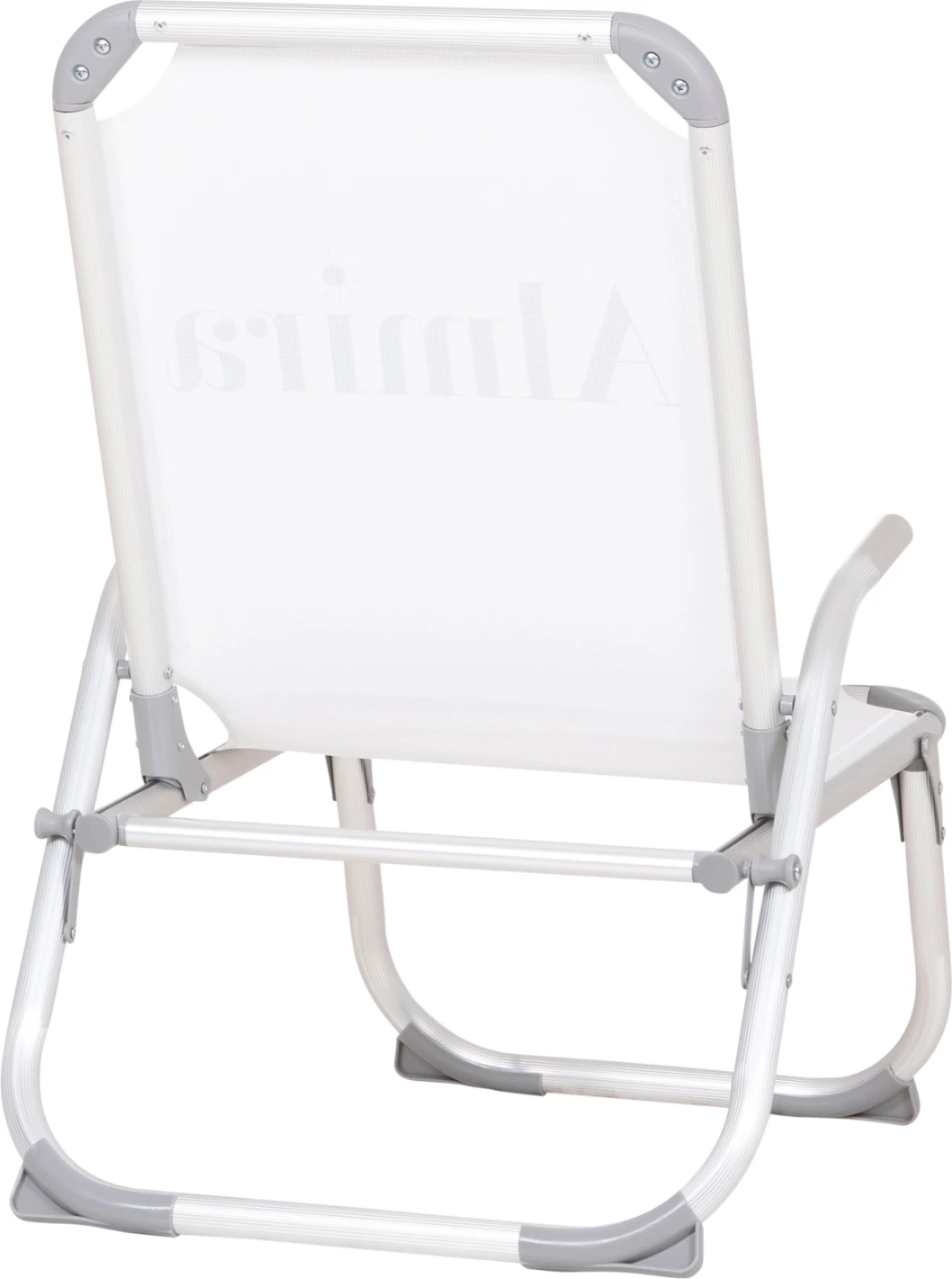 Karrige plazhi e ngritur, alumin i rëndë, Almira FH6431.03, tekstilene e bardhë, 53x68x80cm