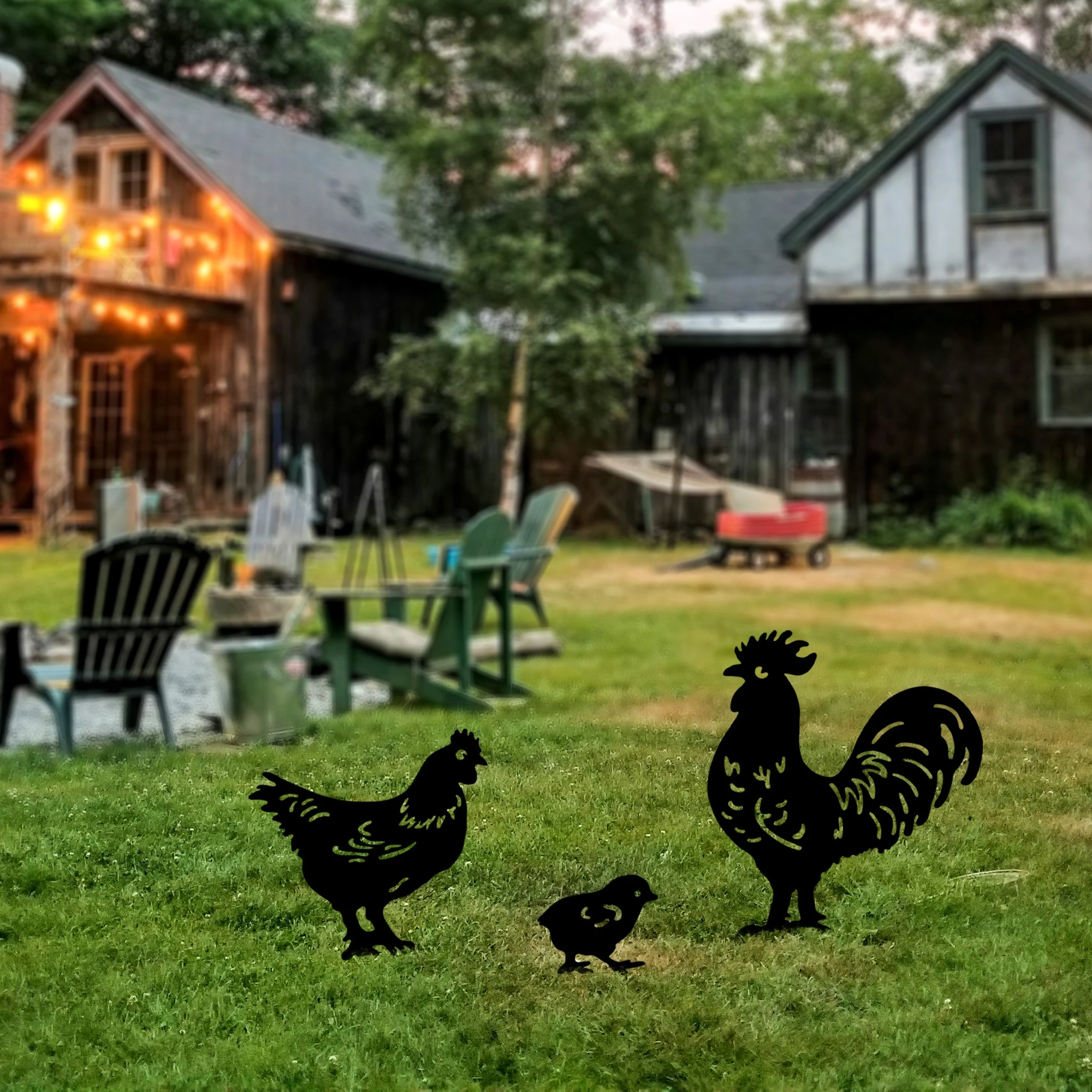 Set dekorativ për kopsht, dizajn Aberto, Fam 04, metal i zi, 3 copë