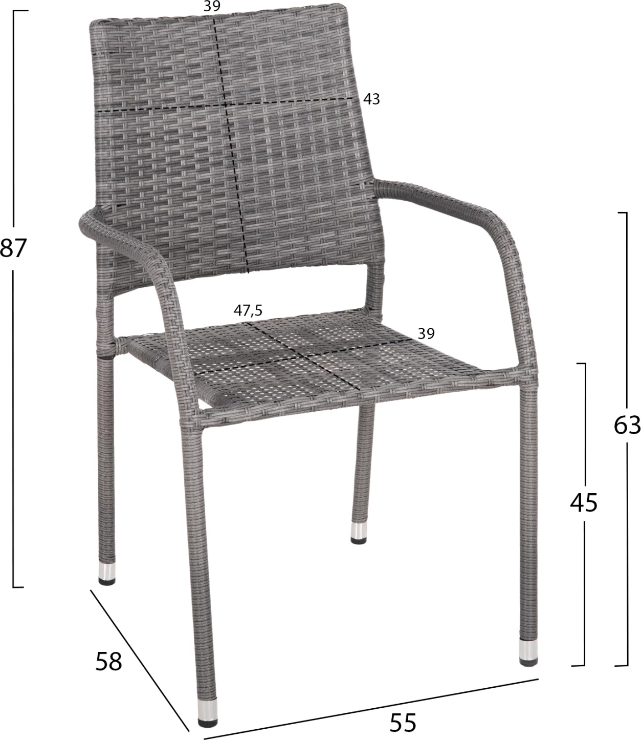 Karrige e jashtme MORNER FH6074.02 metal-gri me thurje 55x58x87H