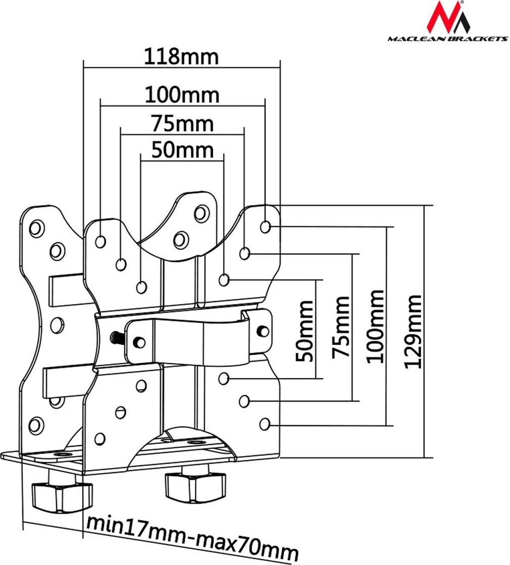 Mbajtëse universale Maclean MC-720 për mini kompjuterë, e zezë
