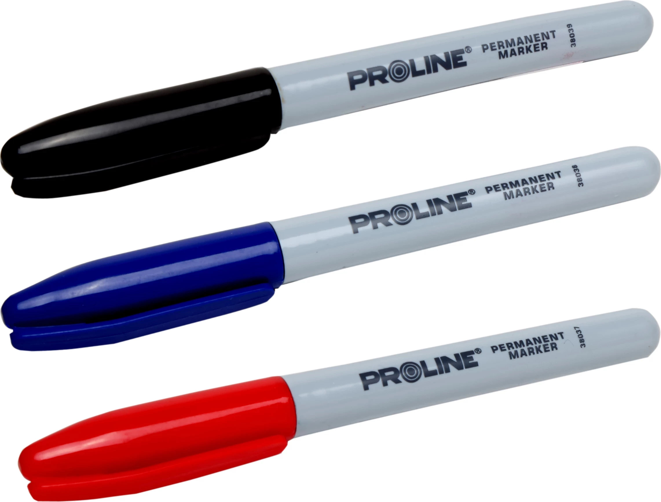 Marker permanent PROLINE 38031, majë e rrumbullakët, set 3 copë (zi/blu/kuqe)