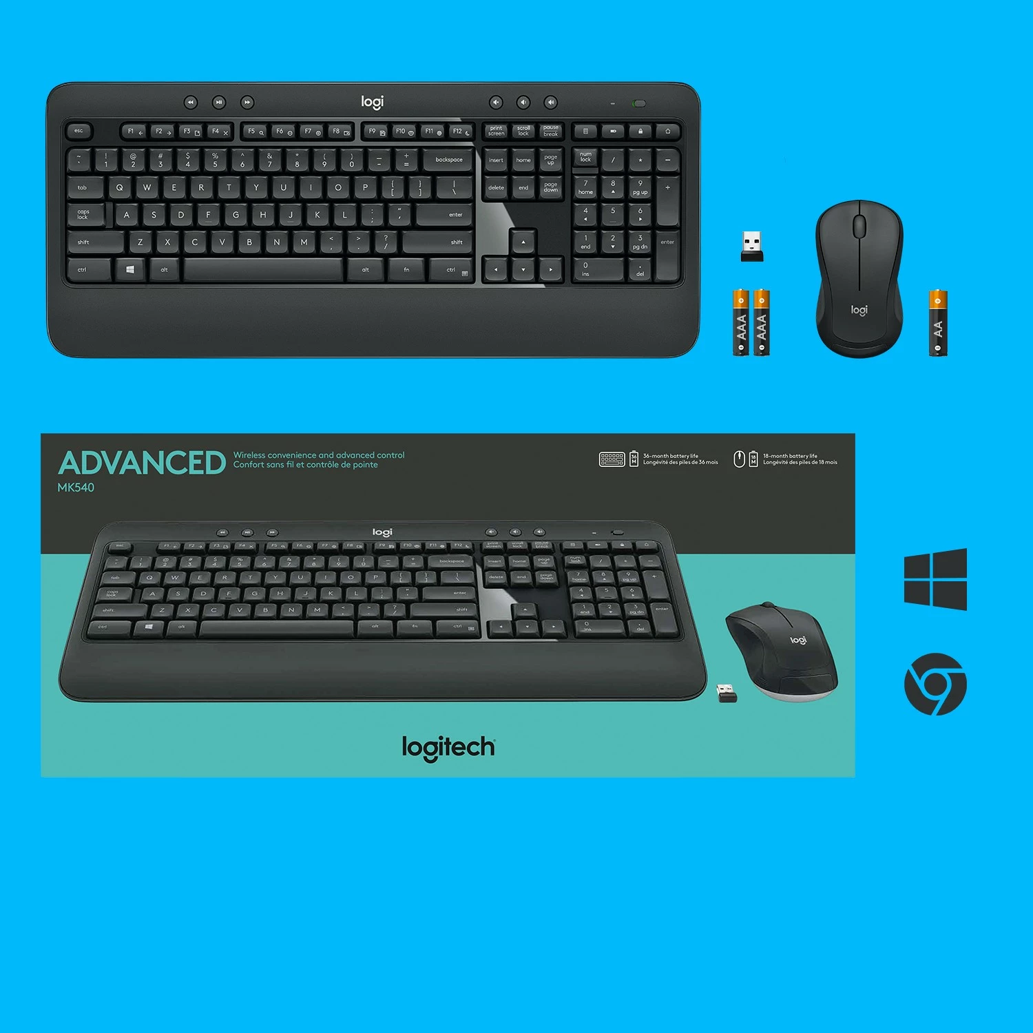 Set maus dhe tastierë Logitech MK540 Advanced, Wireless, QWERTY